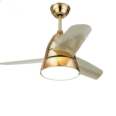 Lumière d'or de fan de plafond de bâti de flux en métal de couleur avec la lame trois en plastique